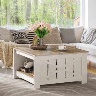 Grey square coffee table store with storage